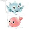 Sable Player Eau Fun Baby Shower Toy Spray Spray Spray Douche Toy enfant Children Pouchette Joue de baleine électrique avec musique LED LED LED LETTRE TOTTUB TOY Y240416