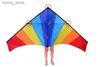 Livraison gratuite 180 cm Rainbow Kite Flying Toys Outdoor Fun Grand Delta Kites Windsocks Kite String Reel For Adult Kites Kites Factory Y240416