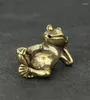 Decorative Figurines Copper Statue Collection Chinese Brass Carved Animal Lovely Frog Lying Exquisite Small Statues