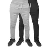 Calça masculina Moda de verão Homens de cor sólida calça calça de moletom elástica de cordas elásticas esportes de joggers de fundo 2xl