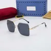 Frameless Eyewear Gold Metal Frame Sunglasses for Women Men Polygon Anti-Blu-ray Discoloration Clear Optical Lenses Luxury Designer Shading Glasses With Box CU6