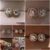 Stadnina luksusowe kryształowe okrągłe kolczyki vintage sier kolor biżuterii ślubnej biały kamień cyrkonu dla kobiet 221119 dostawa dho0i