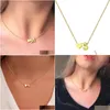 Hänge halsband Nytt mode Tiny Heart Dainty Initial 14k Yellow Gold Necklace Golden Letter Name Choker For Women Jewelry Gift Drop DHG6W