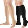 Sexy sokken s/m/l/xl/xxl Compressiesokken flexibele zwarte medische kompres sokken open teen knie knie hoge compressie sox voor vrouwen mannen 240416