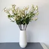 Dekorativa blommor 1 st 3 gafflar gyllene silkefrukt artificiell blomma diy hem blommor arrangemang ornament bröllop fest landskapsarkitektur