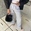 Pantaloni da donna imcute donne y2k a strisce a strisce a strisce stampare borse ad alta vita pantaloni pigiama