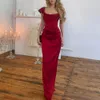 Cowl Neck Evening Dress Mermaid Long Burgundy Satin Formal Party Prom Gown for Women
