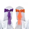 10pcs50pcs Ready Made Spandex Wedding Chair Sashes With Organza Tie Elastic Stretch Bow Party Event Band Decoration 240407