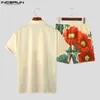 Parcours masculin Incère Hommes Hawaiian Sets Flower Printing Summer Summer Short Shirts à manches courtes 2pcs Streetwear Vacation 2024 Costumes