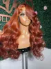 Orange Ginger 360 Wig Human Wig Copper Coppa Coppa Front Body Wave Cosplay Le parrucche frontali in pizzo sintetico per donne anche