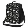 Sac à lunch à isolation thermique thermique Halen Cat Skull Lunch Resable pour le bureau d'école Box Bento Food Box 25Un #