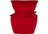 Setwell rode vneck schede avond jurk dop mouwen mouwen korte lengte geplooide peplum prom jurk met riem7199596