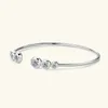 Pure 18CT manschettarmband för kvinnor trendiga 925 Sterling Silver Womens Opening Bangle Diamond 240416