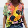 Vintage Skull 3D Printed Womens T Shirt Casual Vneck Kort ärm Blusar Summer Trend Harajuku Pullover Loose Tops Funny Tee 240416