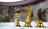 TIGold 3 Holes 8quot widespread swan sink faucet basin tap swan handles NEW deck mounted6851020