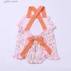 Rompers New Born Bebe 0-3T Jumpsuit Baby Boy Clothes Summer Orange Floral Printing Bubble Infant Raiper Sheeve Shorts Bodys Tenue L410