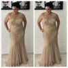 Mermaid luxuosa 2021 árabe plus size tampa de noiva mangas com mamãe mamãe de vestidos de noivo