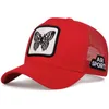 Шариковые шапки унисекс бабочка вышивая бейсбольная сеть весна и летние открытые регулируемые повседневные шляпы солнцезащитные шляпы