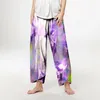 Pantalones de mujeres Casales para mujeres Home Fashionable Colorido Impreso Irregular Loose ancho pierna pequeña en