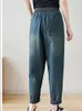 Jeans pour femmes coréennes fashion dames punk streetwear femme imprimé bleu chaud vintage pantalon denim pantalon harem occasionnel