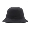 Berets Flat Fedoras Hats for Women Classic British Jazz Cap imitacja wełniana szeroka grzbiet panie czapki top hat gorras