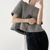 Kvinnors T-skjortor Högkvalitativ liten doftande T-shirt för designkänsla Nisch Retro Lös kortärmad jacka Summer Plaid Top