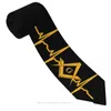 Bow Ties Heart Cartat Print Freemason Gold Square Compass Casual Unisexe Neck Tie Shirt Decoration Cravat mince à rayures étroites