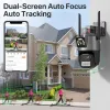 Cameras 4K 9MP HD IP Camera Outdoor 8X Zoom Three Lens Dual Screen Wifi PTZ Camera 4MP Police Light Alarm Video Surveillance Onvif ICSEE