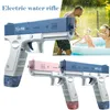 Elektrisk vattenlagring Gun Pistol Shooting Toy Portable Children Summer Beach Outdoor Fight Fantasy Toys for Boys Kids Game 240411