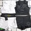 Round Neck Sport Vest Letters Webbing Crop Top Elastische Taille Gym Shorts Lente zomerspoorpak