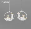 INATURE 925 Sterling Silver Handmade Folk House Long Drop Earrings For Women Statement Jewelry Gift 2103175986261