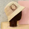 Strohsommer Bucket Hats Designer Raffia Bonnets für Frauen Herren Beach-Hut Gras gewebt