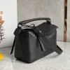 loeweee loewew bag Loeweely Upgraded new black embossed original calf leather puzzle geometric bag soft men and women