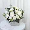 Fleurs décoratives vendant 1PCS / 33 cm Bouquet de soie rose Fleur artificielle 5 Big Head 5Small Bud Bride Wedding Home Decoration Artifi