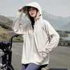 Frauenjacken UPF50 Sonnenschutzjacke für Frauen Sonnenschutzkleidung Kapuze mit Rand Handschuhen lässige Mantel blockieren UV -Strahlen Sommerreisen