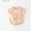 Rompers Milancel Summer False 2st Baby Girls Cute Bunny One Piece Overall Jumpsuits Cotton Spädbarn Baby Bodysuit Kläder kläder L410