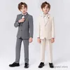 Suits Flower Boys Beige Piano Party Dress Prince Kids Graduation Ceremony Photograph Suit Gentle Child Host Performance Dance Costume