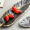 Creative Luxury Feather Storage Tray Ceramic Fruit Cake Dessert Table Seary Dish Organizer Smycken Dekorativ serveringsbricka