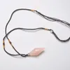 Colliers pendants Rose Quartz Stone A réglable Collier de corde en nylon Collier Bijoux 1PCS F420