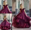 Lovely Ball Gown Flower Dresses Lace Appliques Kids Formal Wear Backless 3D Flowers Birthday Party Toddler Girls Pageant Gowns Custom