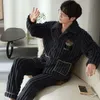 2pcs Men's Winter Pama Sets Coral Fleece Thicken Warm Sleepwear for Sleeping Casual Comfortable Male Pamas Pyjama Homme 3XL