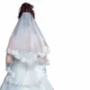Branco Duas Camadas Camadas Noivas Véus de Casamento Lace Edge Sexy Cintura curta Véu de casamento com pente dr véu para a noiva G6ps#