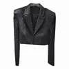 Ternos femininos Terno de perfuração pesado Blazer feminino 2024 Spring Loose Fino preto Caia alta Mangas compridas Cardigã All Matching Cardigan Casaco curto