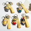 Decompression Toy Little yellow man keychain doll cute silicone car key chain pvc gifts wholesale