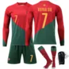 2223 Portugal World Cup Långärmad fotbollsuppsättning 7 C Ronaldo Jersey Size 8 B Fei Autumn and Winter Children