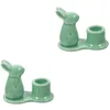 Candle Holders Set 2 Table Topper Candlestick Stand Decor Ornament Mantle Ceramics