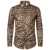 Men's Casual Shirts 2024 Leopard Men Fashion Shirt Long Sleeve Hawaiian Cuba Beach Blouse Mens Clothing Button Up Camisas Streetwear 24416
