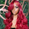 Orange Ginger 360 Wig Human Wig Copper Coppa Coppa Front Body Wave Cosplay Le parrucche frontali in pizzo sintetico per donne anche