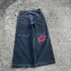 Jeans masculin JNCO chaîne broderie y2k vintage masculine lavé pantalon de jean de jambe large lavée Hip hop pantalon baggy streetwear