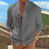 Camicie casual maschile camicia a maniche lunghe in cotone in cotone in cotone vintage di colore massiccio di grandi dimensioni cardigan casual sciolte di alta qualità da uomo di alta qualità indossare 240416